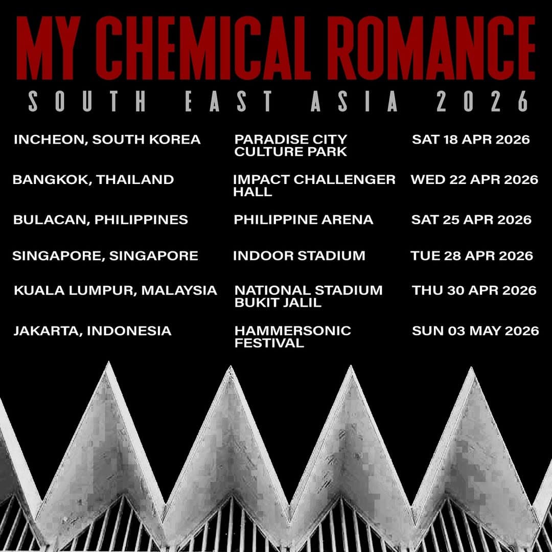 Just Announced My Chemical Romance Drops 2026 Southeast Asia Tour